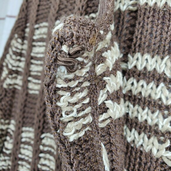 Chicos Women's Fringe Ribbed Knit Cardigan Sweater Size 3 Designer Sleeve Pocket - Picture 10 of 11